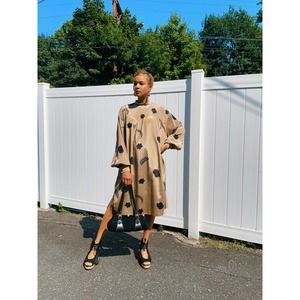 70s 80s Mollie Parnis Studio Graphic Print Dress (Medium/Large)